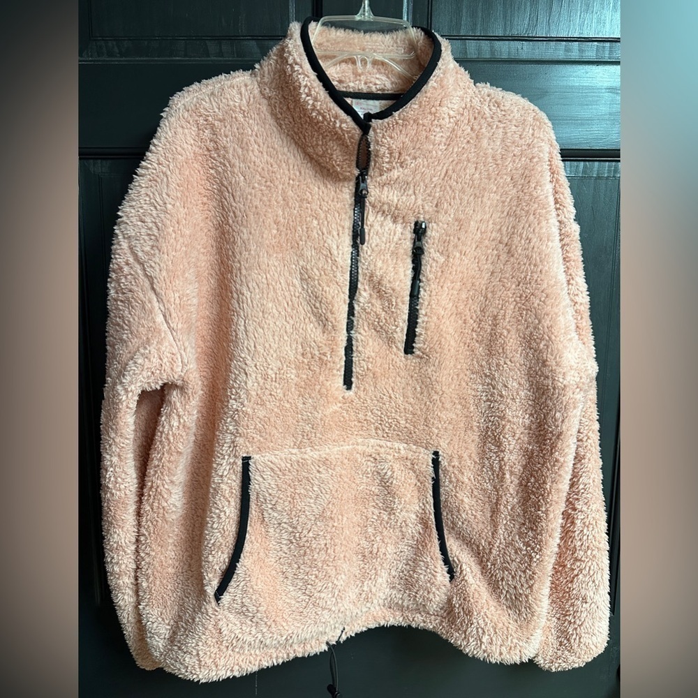 No Boundaries Pink Faux Sherpa 1/2 Zip Slip On Shirt Junior’s Size XXL (19)